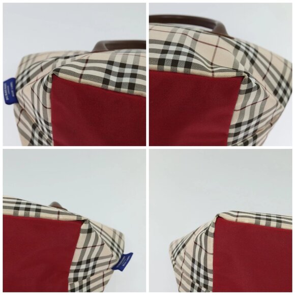 BURBERRY Nova Check Blue Label Tote Bag Nylon Beige Silver Auth - Picture 16 of 16